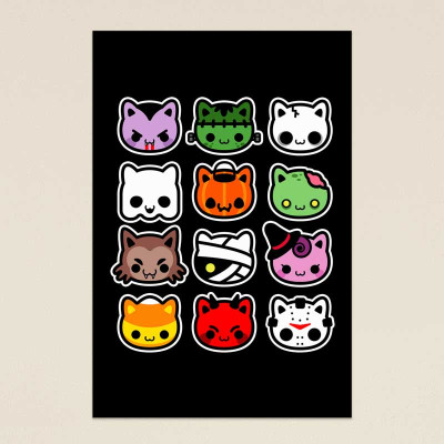 Affiche Hallow Kitties par Demonigote