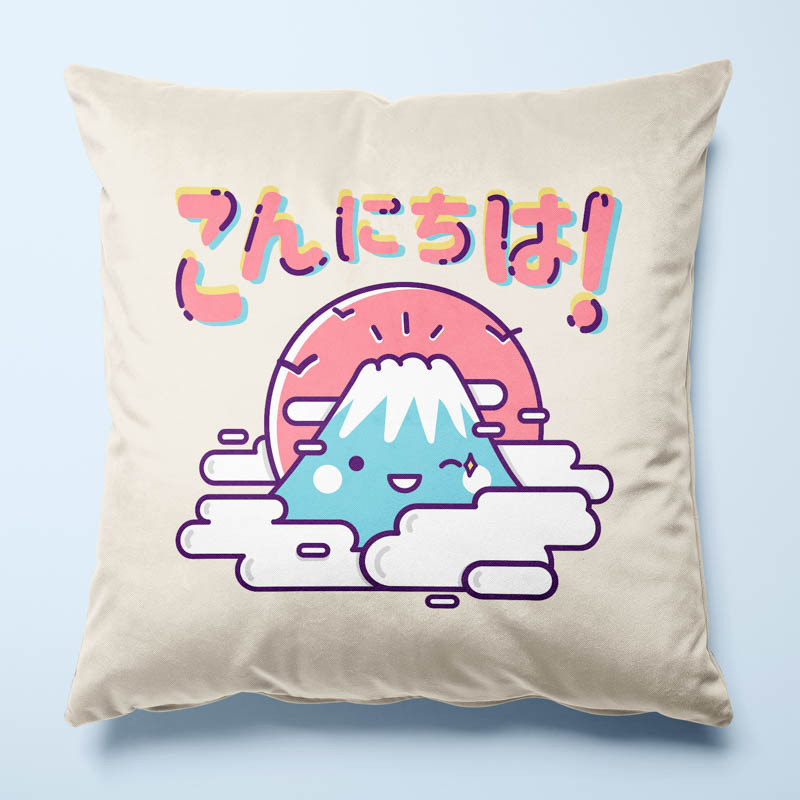 Housse de coussin Konnichiwa par Demonigote