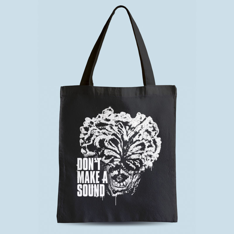 Tote bag noir Don't Make a Sound par Demonigote