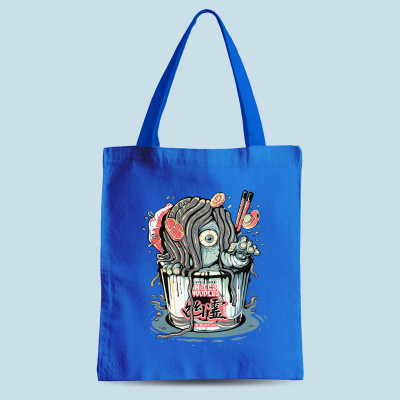 Tote bag bleu Yurei Well Noodles par Demonigote