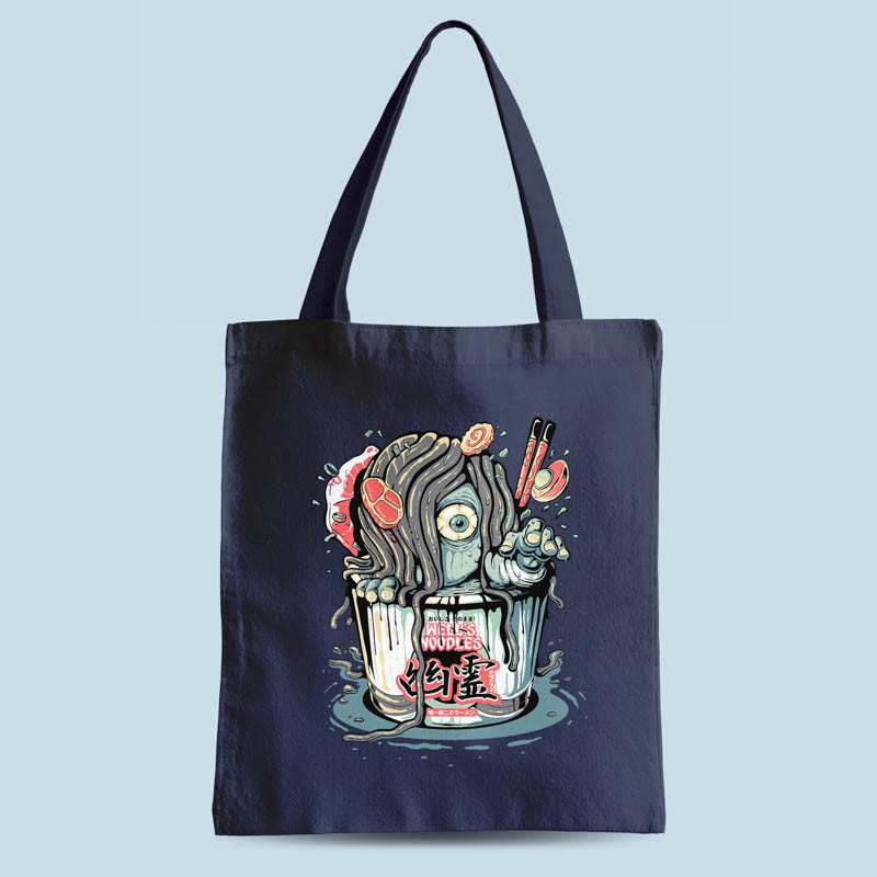 Tote bag bleu marine Yurei Well Noodles par Demonigote