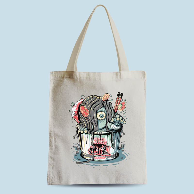 Tote bag naturel Yurei Well Noodles par Demonigote