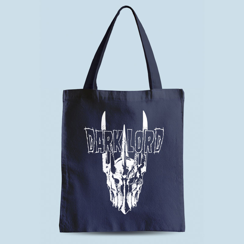 Tote bag bleu marine Dark Lord par Demonigote