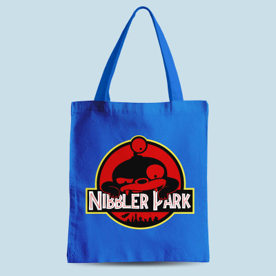 Tote bag bleu Nibbler Park par Demonigote