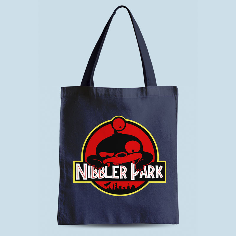 Tote bag bleu marine Nibbler Park par Demonigote