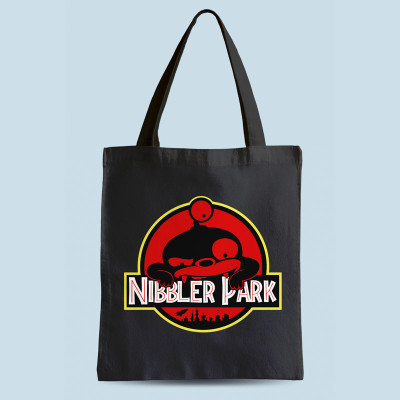 Tote bag noir Nibbler Park par Demonigote
