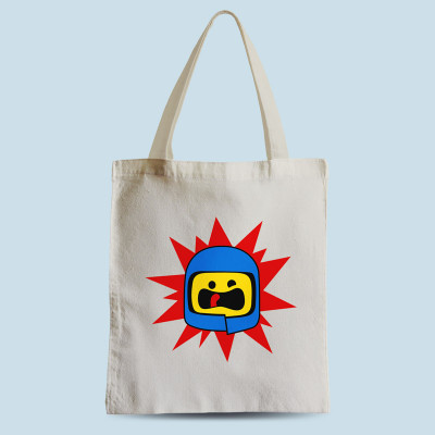 Tote bag naturel Spaceship par Demonigote