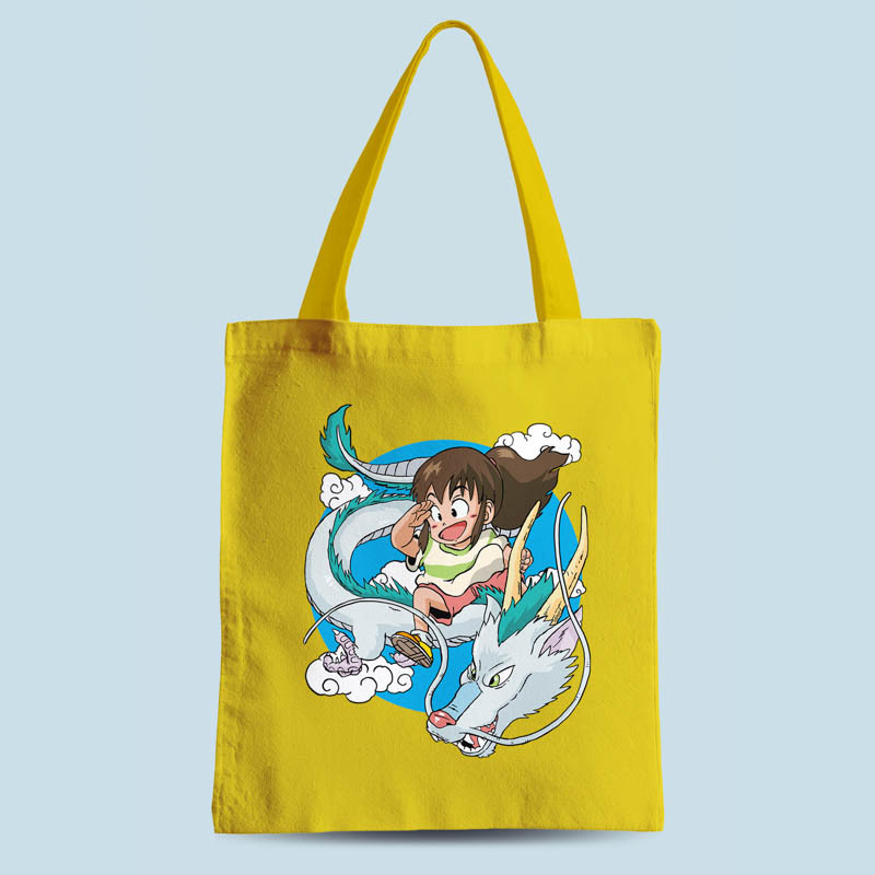 Tote bag jaune Dragon Haku par Demonigote