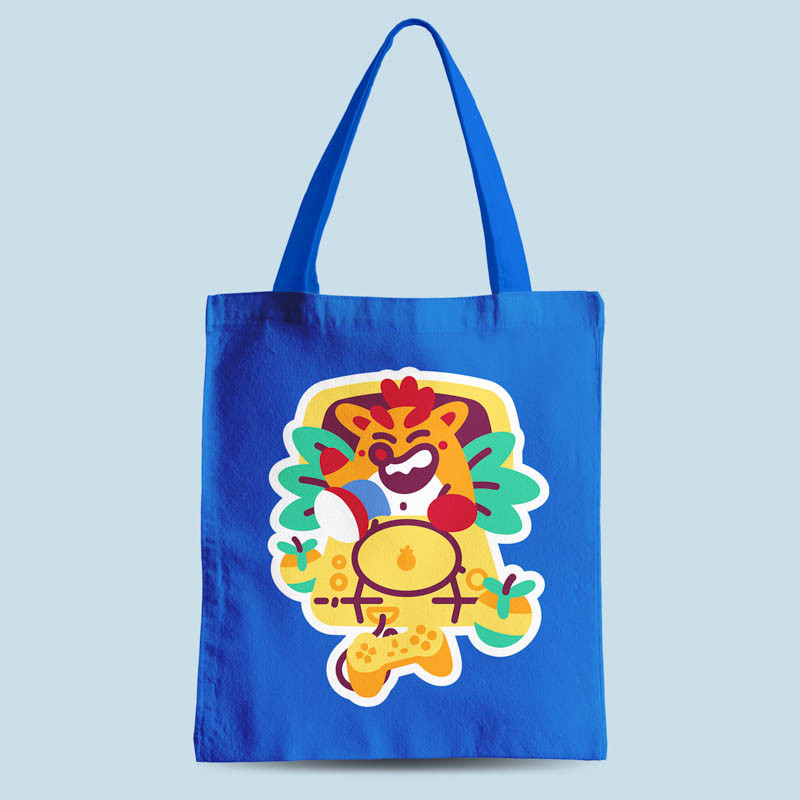 Tote bag bleu Wumpa Boi par Demonigote