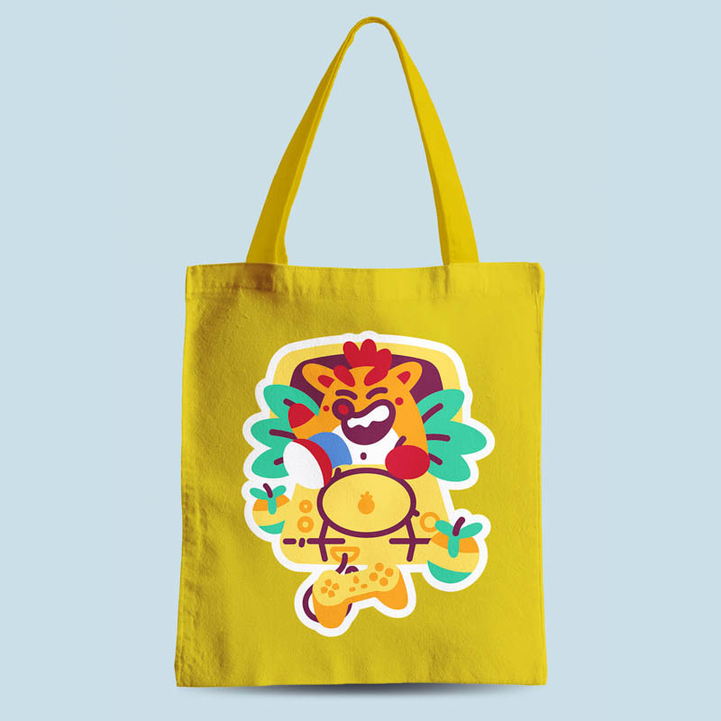 Tote bag jaune Wumpa Boi par Demonigote