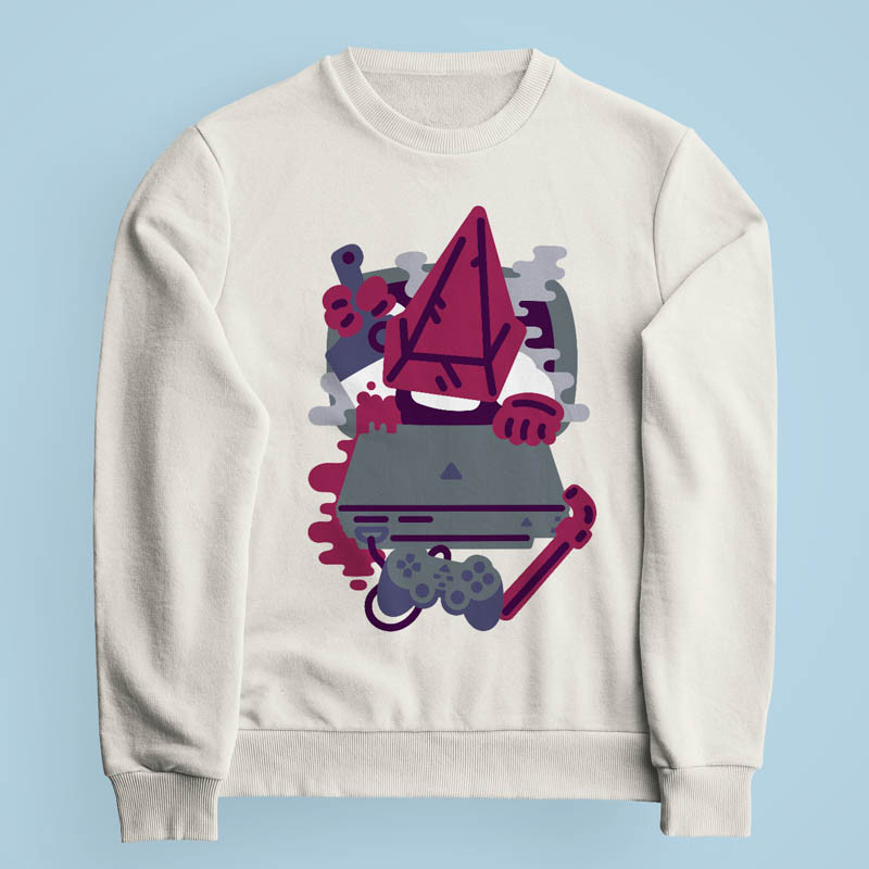 Sweatshirt blanc cassé Pyramid Boi par Demonigote