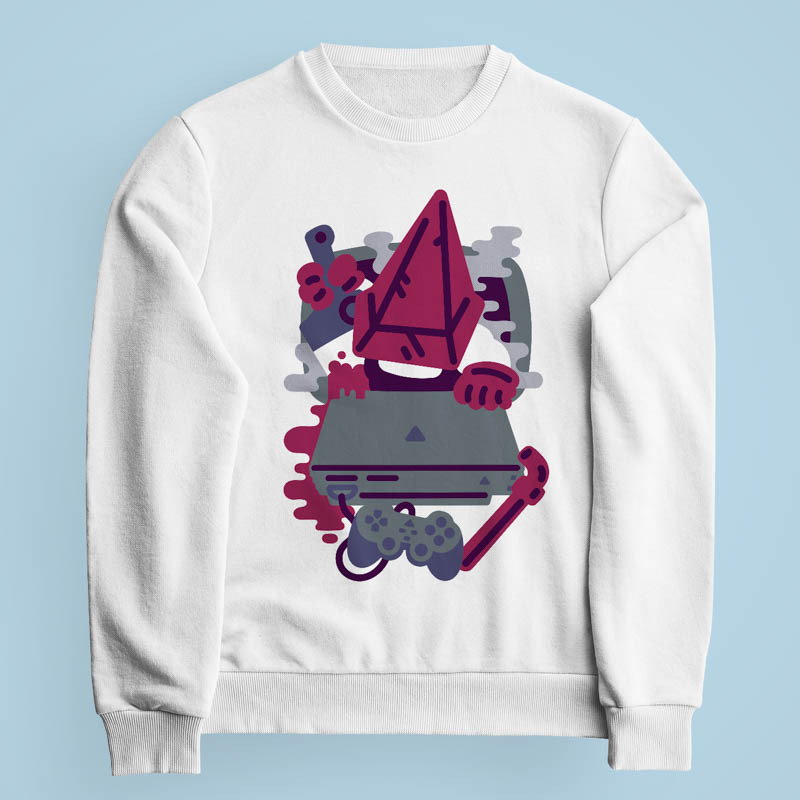 Sweatshirt blanc Pyramid Boi par Demonigote