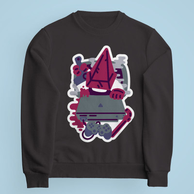 Sweatshirt gris Pyramid Boi par Demonigote