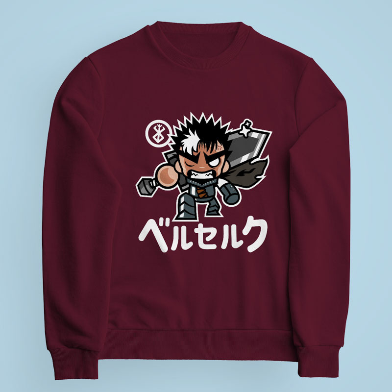 Sweatshirt bordeaux ChibiGuts par Demonigote