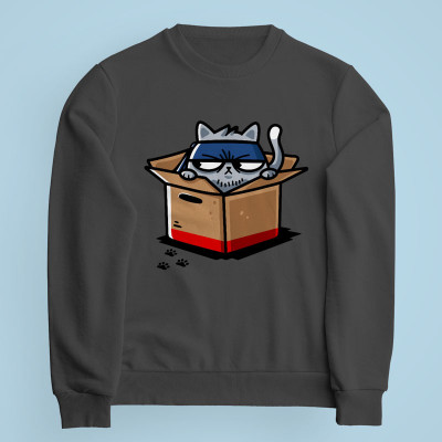 Sweatshirt gris Meowtal Gear par Demonigote