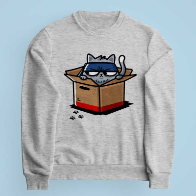 Sweatshirt gris chiné Meowtal Gear par Demonigote