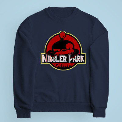 Sweatshirt bleu marine Nibbler Park par Demonigote