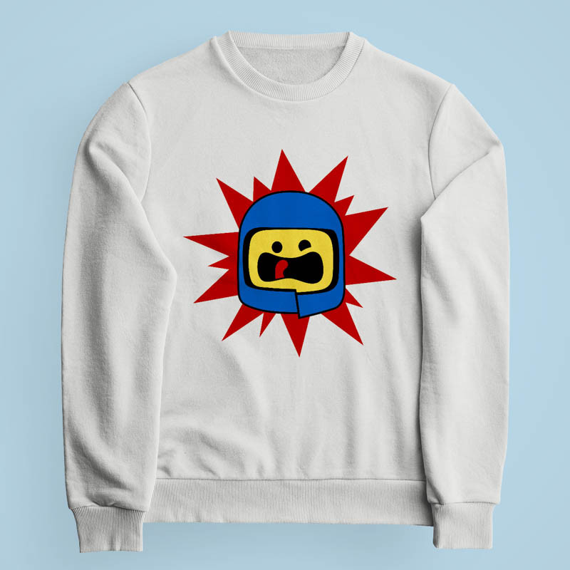 Sweatshirt gris clair Spaceship par Demonigote