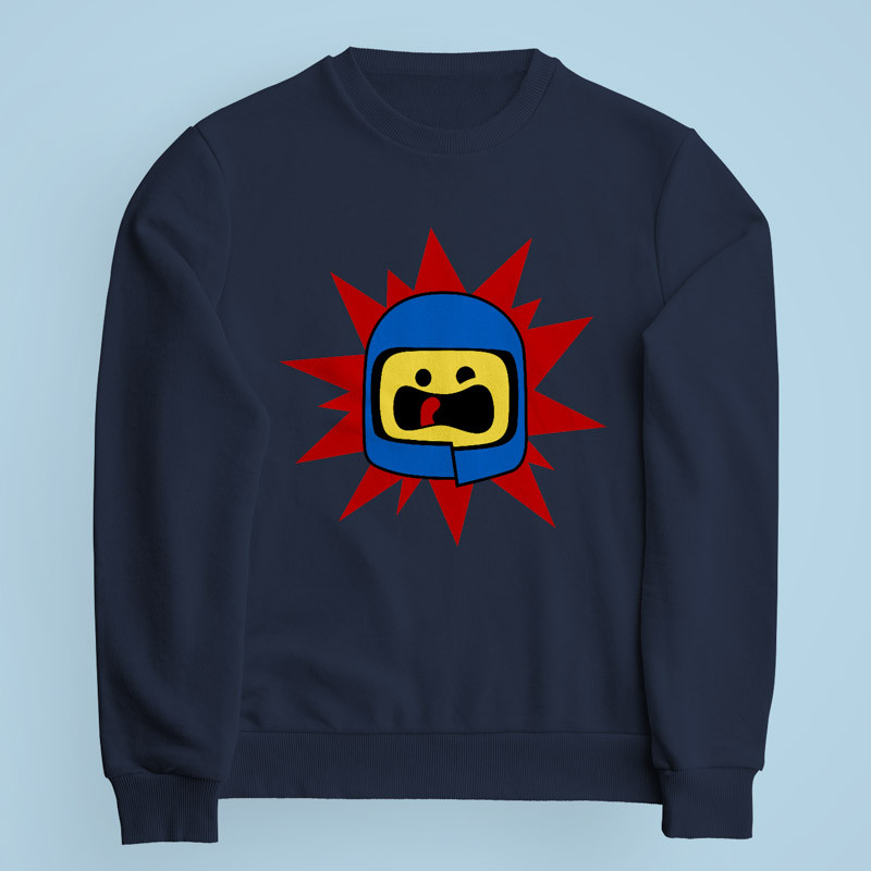 Sweatshirt bleu marine Spaceship par Demonigote