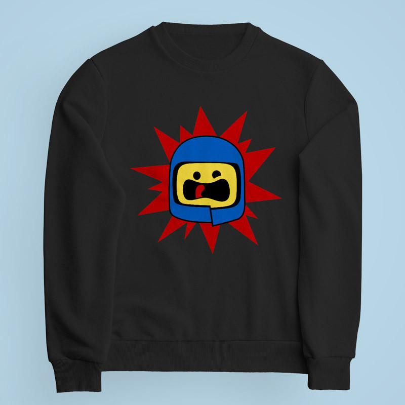 Sweatshirt noir Spaceship par Demonigote