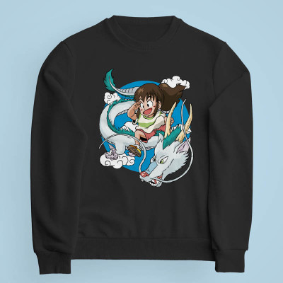 Sweatshirt noir Dragon Haku par Demonigote