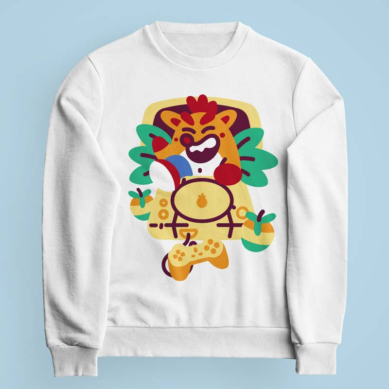 Sweatshirt blanc Wumpa Boi par Demonigote