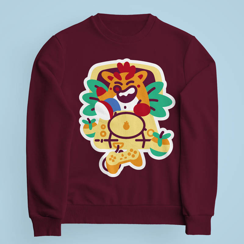 Sweatshirt bordeaux Wumpa Boi par Demonigote