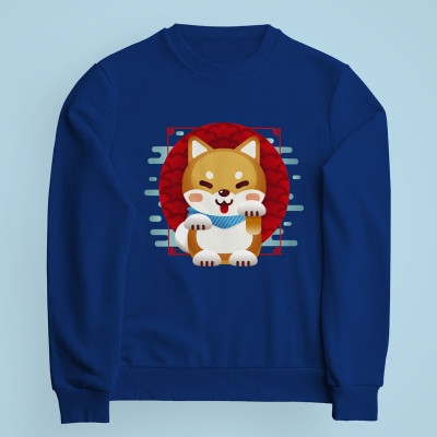 Sweatshirt bleu Shiba Inu par Demonigote