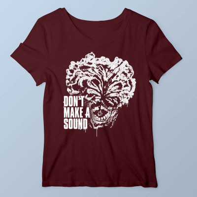 T-shirt femme bordeaux Don't Make a Sound par Demonigote