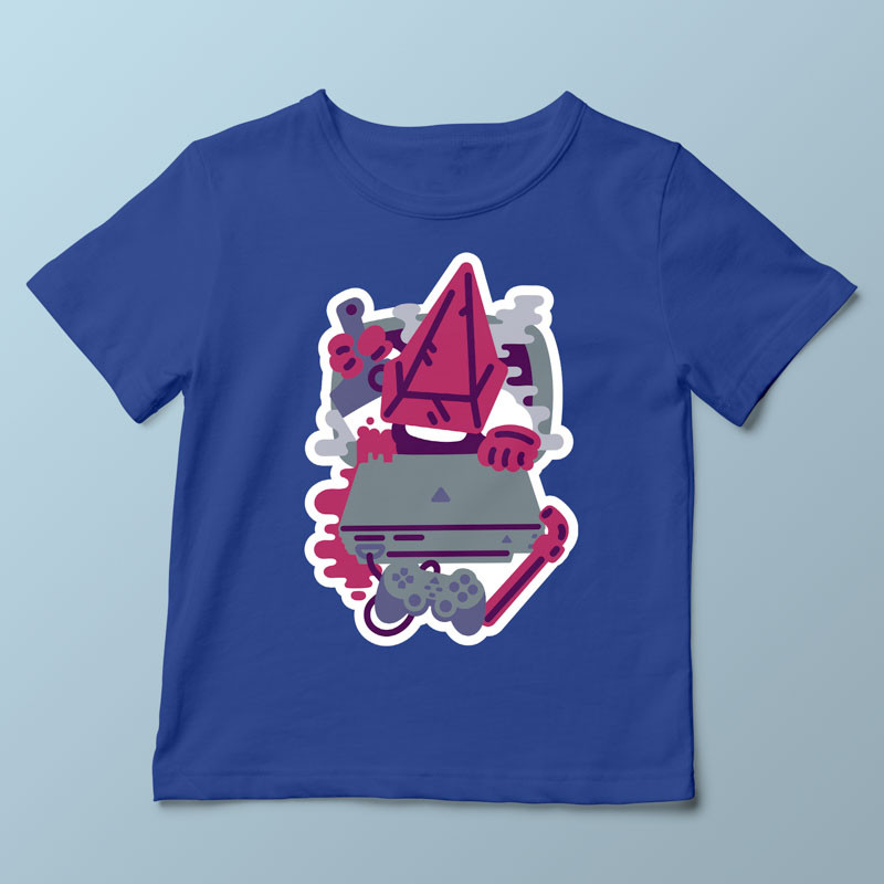 T-shirt enfant bleu Pyramid Boi par Demonigote