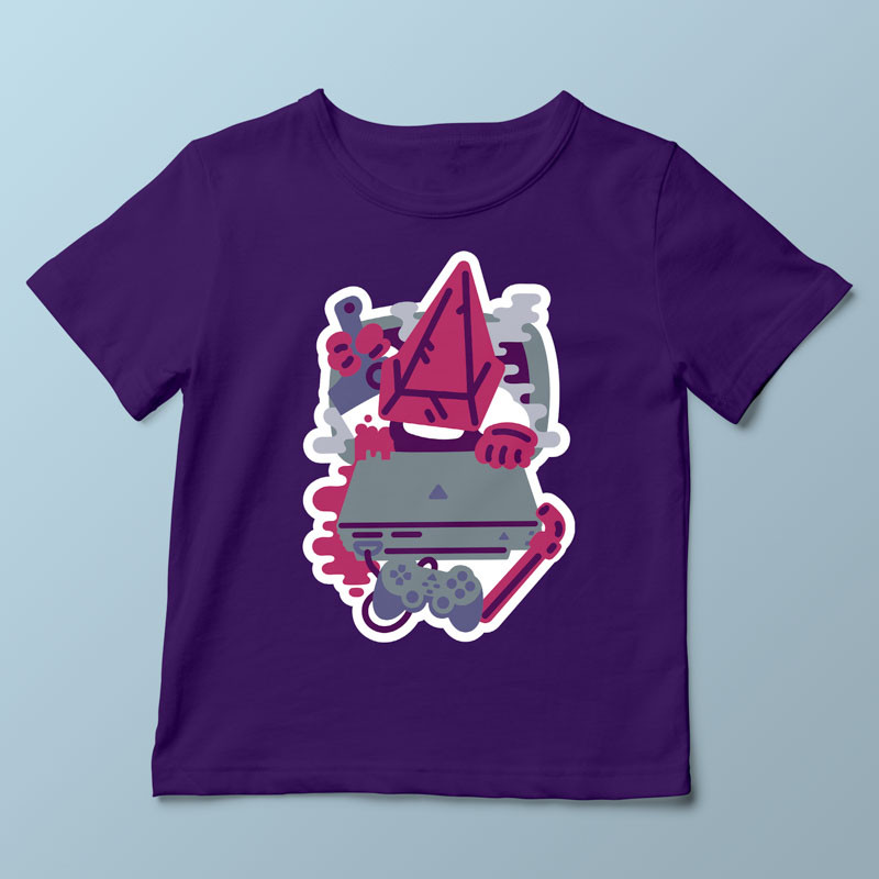 T-shirt enfant violet foncé Pyramid Boi par Demonigote