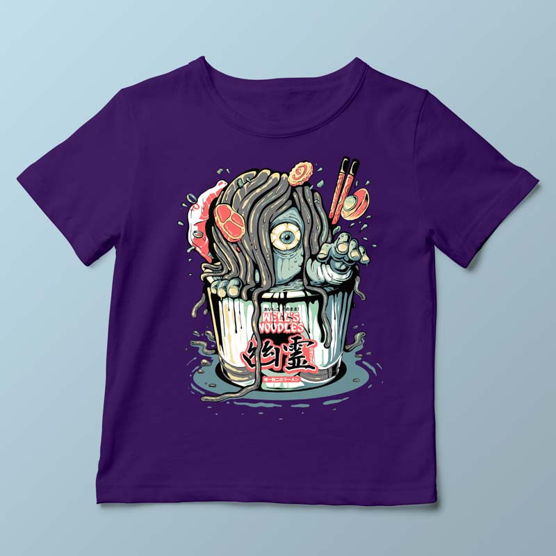 T-shirt enfant violet foncé Yurei Well Noodles par Demonigote