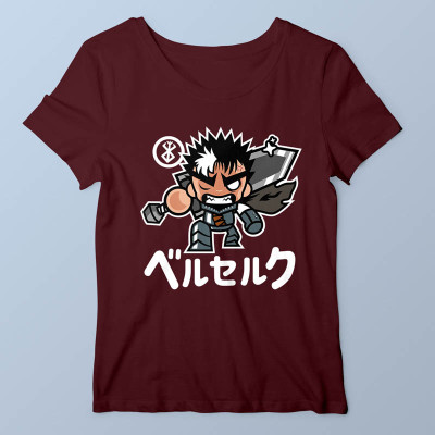 T-shirt femme bordeaux ChibiGuts par Demonigote