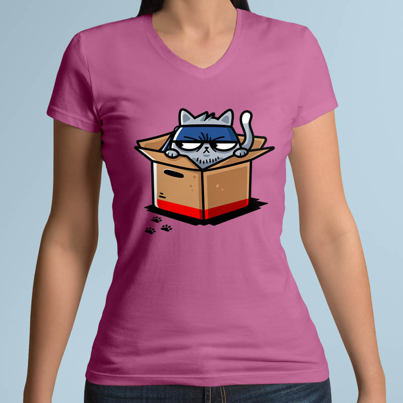 T-shirt col V femme rose Meowtal Gear par Demonigote