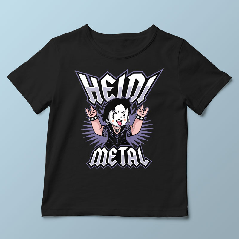 T-shirt enfant noir Heidi Metal par Demonigote