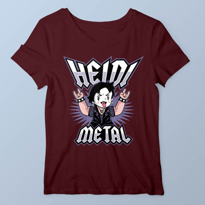 T-shirt femme bordeaux Heidi Metal par Demonigote