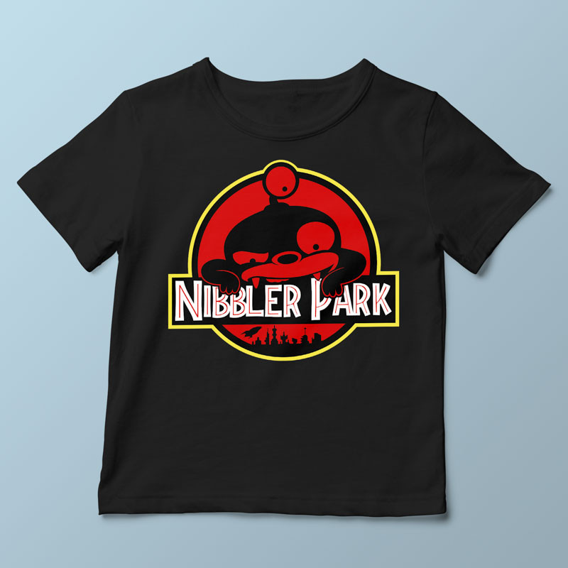 T-shirt enfant noir Nibbler Park par Demonigote