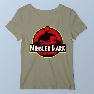 T-shirt femme kaki clair Nibbler Park par Demonigote