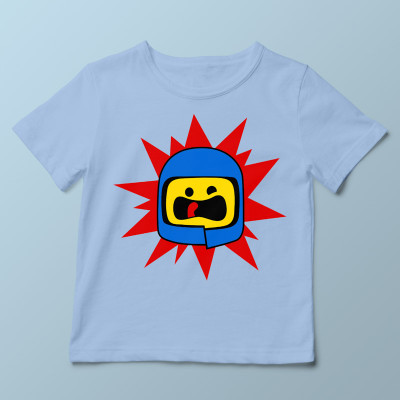 T-shirt enfant bleu ciel Spaceship par Demonigote