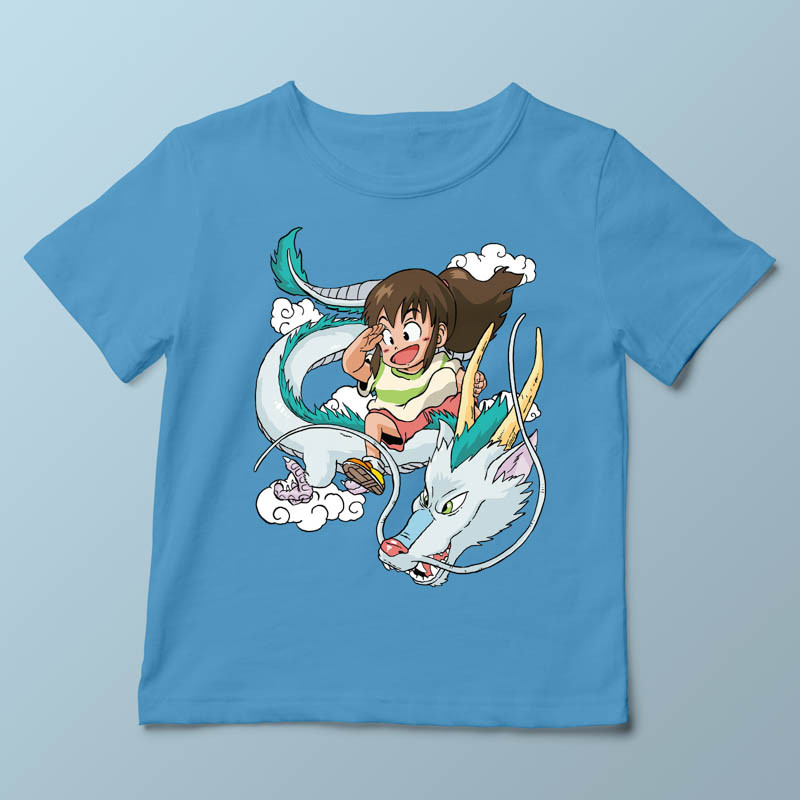 T-shirt enfant bleu clair Dragon Haku par Demonigote