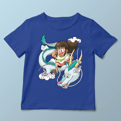 T-shirt enfant bleu Dragon Haku par Demonigote