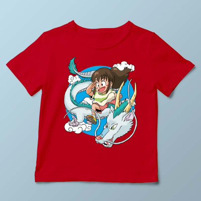 T-shirt enfant rouge Dragon Haku par Demonigote