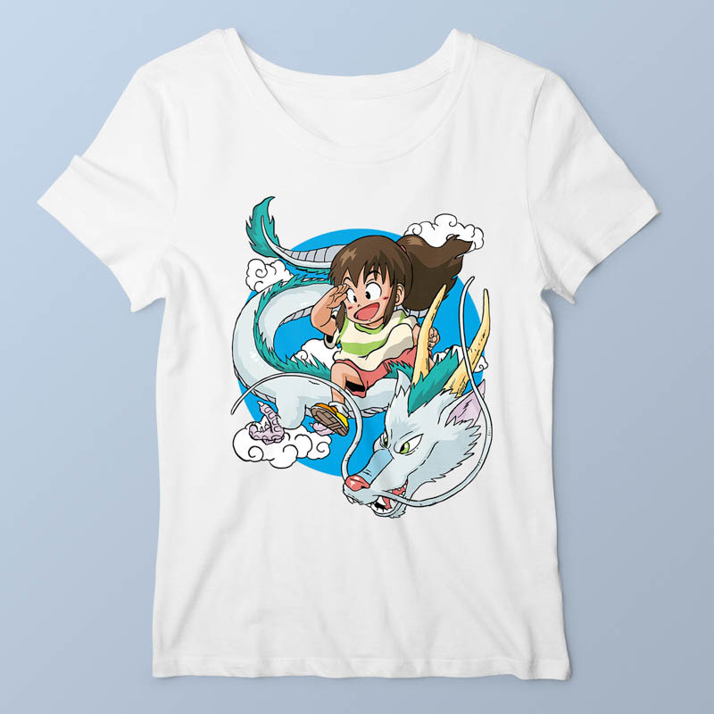 T-shirt femme blanc Dragon Haku par Demonigote