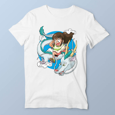 T-shirt homme blanc Dragon Haku par Demonigote