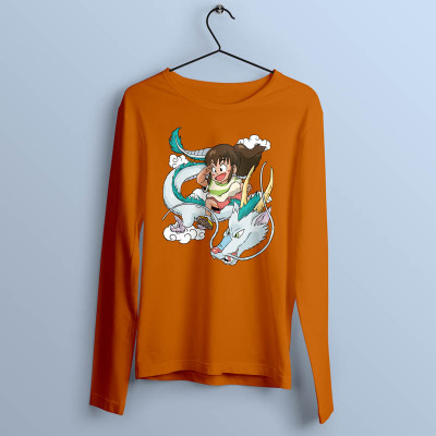 T-shirt manches longues orange Dragon Haku par Demonigote