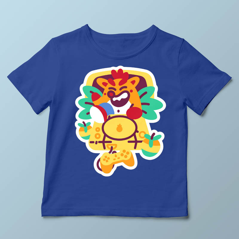 T-shirt enfant bleu Wumpa Boi par Demonigote