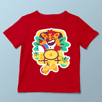 T-shirt enfant rouge Wumpa Boi par Demonigote