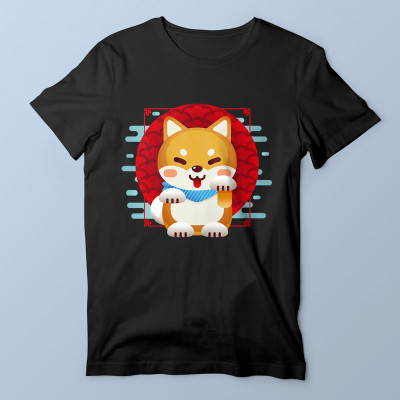 T-shirt homme noir Shiba Inu par Demonigote