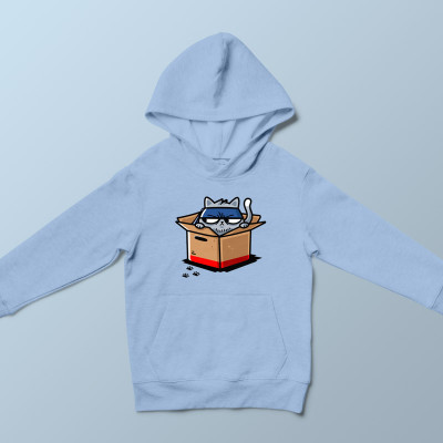 Sweat capuche enfant bleu ciel Meowtal Gear par Demonigote