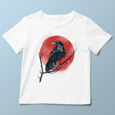 T-shirt enfant blanc Tree Raven par aStro678